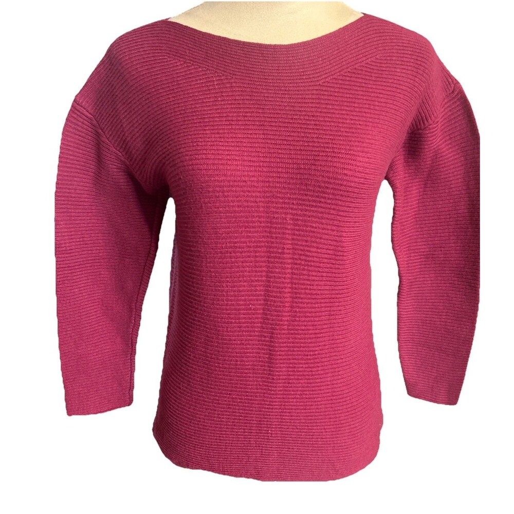 Talbot Lambs Wool Blend Women's MP Red Ribbed Boat Neck Pullover Sweater
